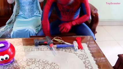 Frozen Elsa's FACE STUCK on HER BACK! w_ Spiderman, Maleficent, Hulk & Venom in Re