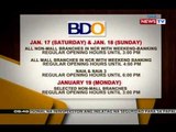 SONA: Operasyon ng mga Bangko sa Jan. 15-19, limitado