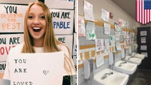 California school swaps bathroom mirrors for positive signs
