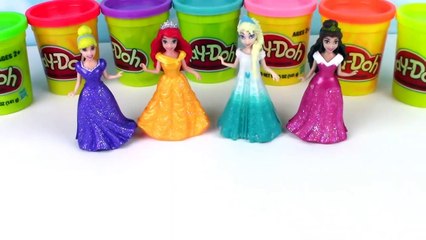 DIY Play Doh Glitter Disney Princess Dresses Magiclip Modeling Clay for Kids Elsa, Ariel-BZ11we8