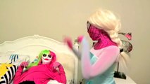 Spiderman vs Joker - Joker Girl Frozen Elsa Makeup Fail! w_ Pink Spidergirl, Princess Belle-zLOMIPF