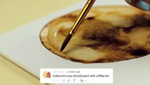 Art Challenge - Painting With Coffee ☕ _ Painting The Moon _ How To Paint The Moon With Coffee-_38b