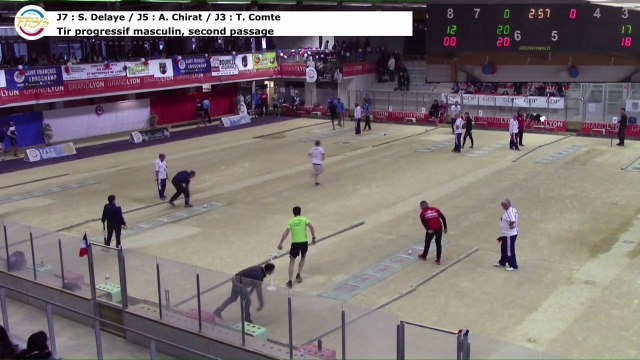 Tir progressif masculin, 2ème passage, Delaye - Chirat - Comte, Sport Boules, France Tirs, Dardilly 2017