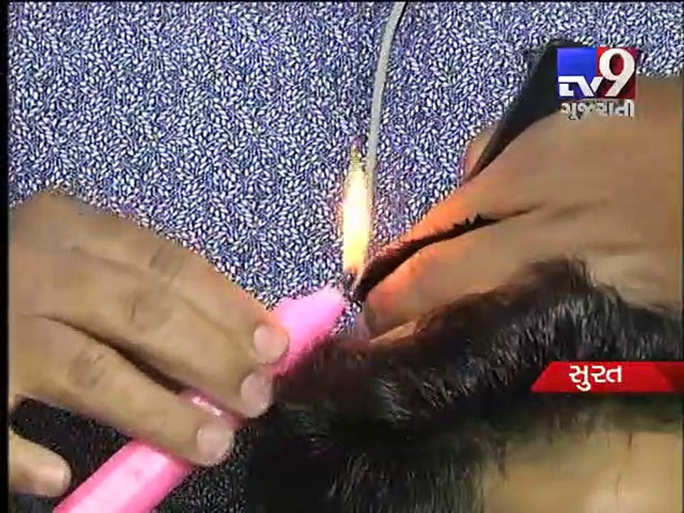 Tough to Gulp ! Surat stylist gives clients haircuts using fire - Tv9 Gujarati