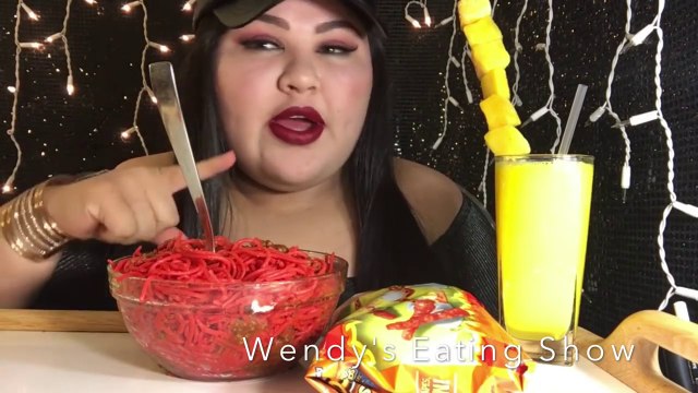 HOT CHEETOS SPAGHETTi _ MUKBANG @Wendy's Eating Show-2g