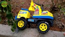 Excavators for kids _ Baby playing excavators destructive the yellow flowers   Toy for children-1