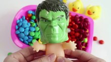 Superhero Hulk Baby Doll Bath Time M&Ms Chocolate Shower With Nursery Rhymes Finger Family Song-T_PrvyH