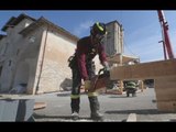 Norcia (PG) - Terremoto, lavori campanile chiesa Foiano (06.04.17)