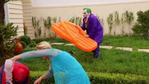 Frozen Elsa & Spiderman Buried Head in Orbeez sand surprise vs Joker Pranks Fun Superhero Real Life--Nwprb-JQ