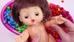 Learn Colors Crying Baby Doll Bath Time With M&Ms Chocolate Nursery Rhymes Finger Song-NT