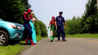 Spiderman & Frozen Elsa vs Poison Ivy! w_ Pink Spidergirl, Joker, Ariel Mermaid & Superman  -)-Yai_iVl