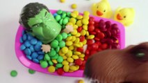 Superhero Hulk Baby Doll Bath Time M&Ms Chocolate Shower With Nursery Rhymes Finger Family Song-T_PrvyH