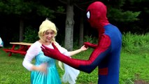 Frozen Elsa & Spiderman vs Genie! w_ Pink Spidergirl, Joker, Maleficent, Princess Anna & Giant Candy