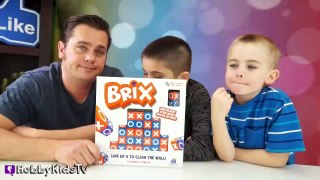 BRIX Family GAME Night! 4 in Row Winner Gets EYEBALL   Dino Claw Surprises HobbyKidsTV-JcSLS