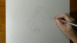 Drawing of a simple glass - How to draw 3D Art-1UsU