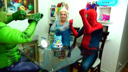 Spiderman Cooking Big Mac with Frozen Elsa & Hulk - Fun Superheroes Movie In Real Life-XYBw