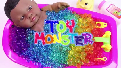 Baby Doll Orbeez Bath Time Nursery Rhymes Finger Song DIY How To Make Colors Slime Heel-h1Fq