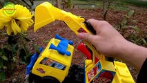 Excavators for kids _ Baby playing excavators destructive the yellow flowers   Toy for children-1jKxphS2
