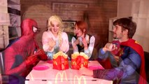 Spiderman & Frozen Elsa McDONALDS CHALLENGE! w_ Joker Anna Baby Elsa Superman Catwoman Superhero Fun-7ezt8O