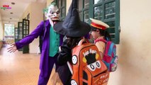 Frozen Elsa & Spiderman AT SCHOOL, Learn My Body! w_ Prank, Joker, Maleficent Teacher! Superhero fun-sO4oX