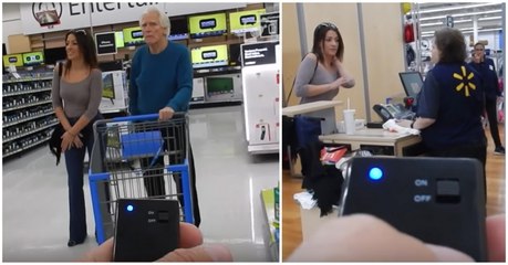 Il offre une culotte vibrante à sa copine et l'actionne dans un magasin