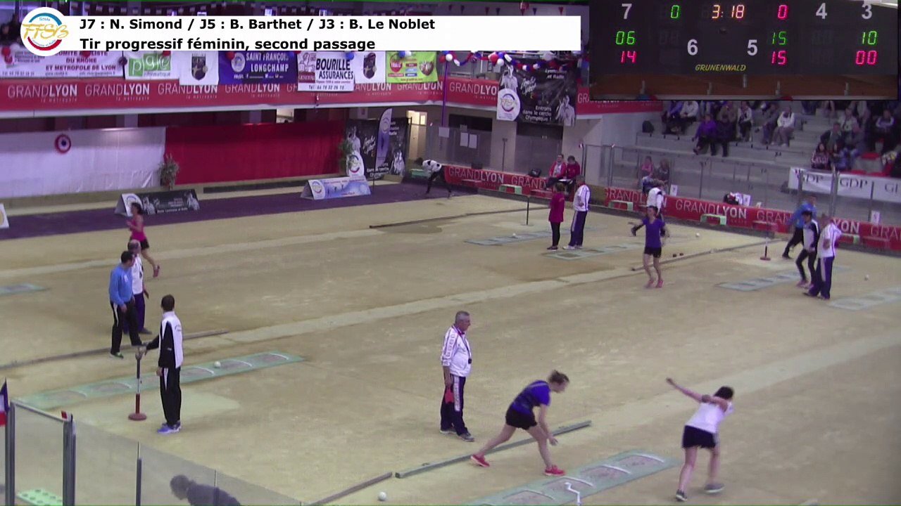 Tir progressif féminin, 2ème passage, Simond - Barthet - Le Noblet, Sport Boules, France Tirs, Dardilly 2017