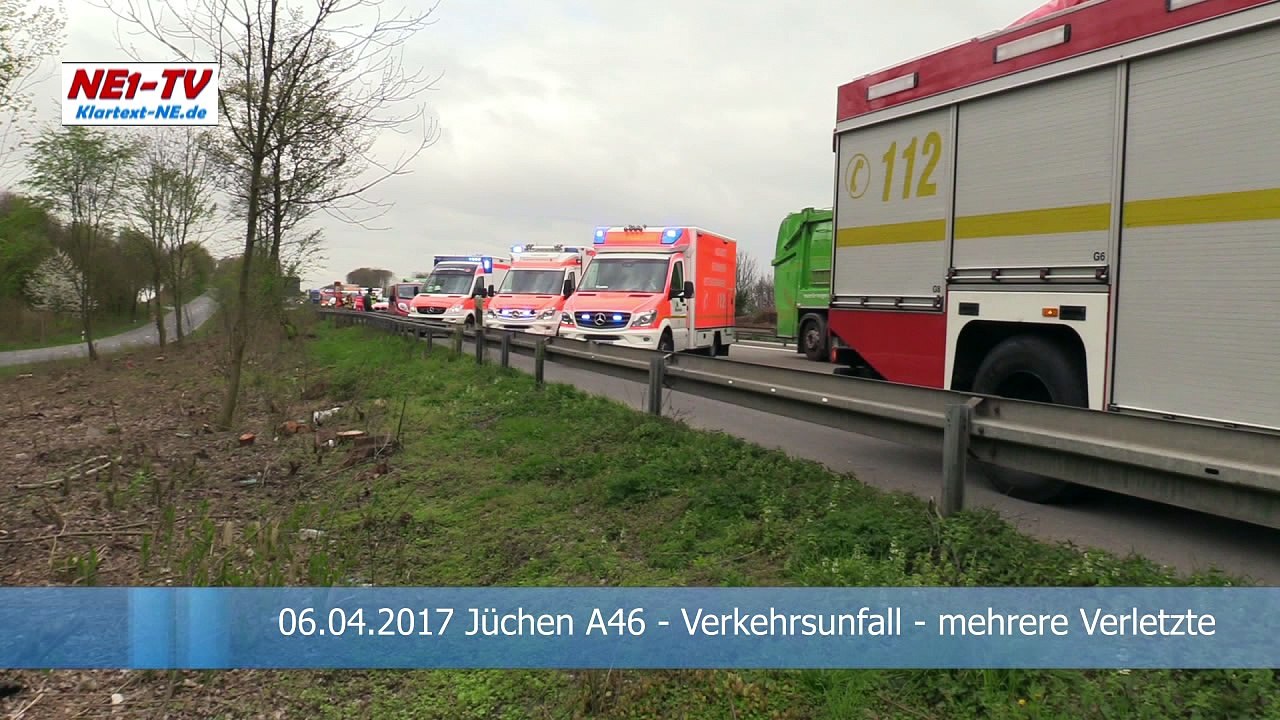 2017-04-06 Jüchen: Schwerer Verkehrsunfall A46 - Personen verletzt - Teilsperrung