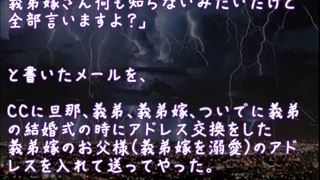 【スカッとする話】トメ宛のメールのCCに義弟嫁のお父様のアドレスを入れておいた結果【2ちゃんねる@修羅場・浮気・因果応報etc】