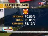 BT: Oil price rollback, ipatutupad