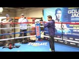 Carlos Cuadras vs David Carmona media workout - shadow boxing