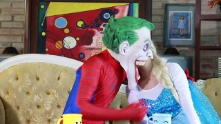 Spiderman Frozen Elsa MARRIES CHALLENGE! w- Snow White Hulk Joker KILL Red Devil Funny in Real Life