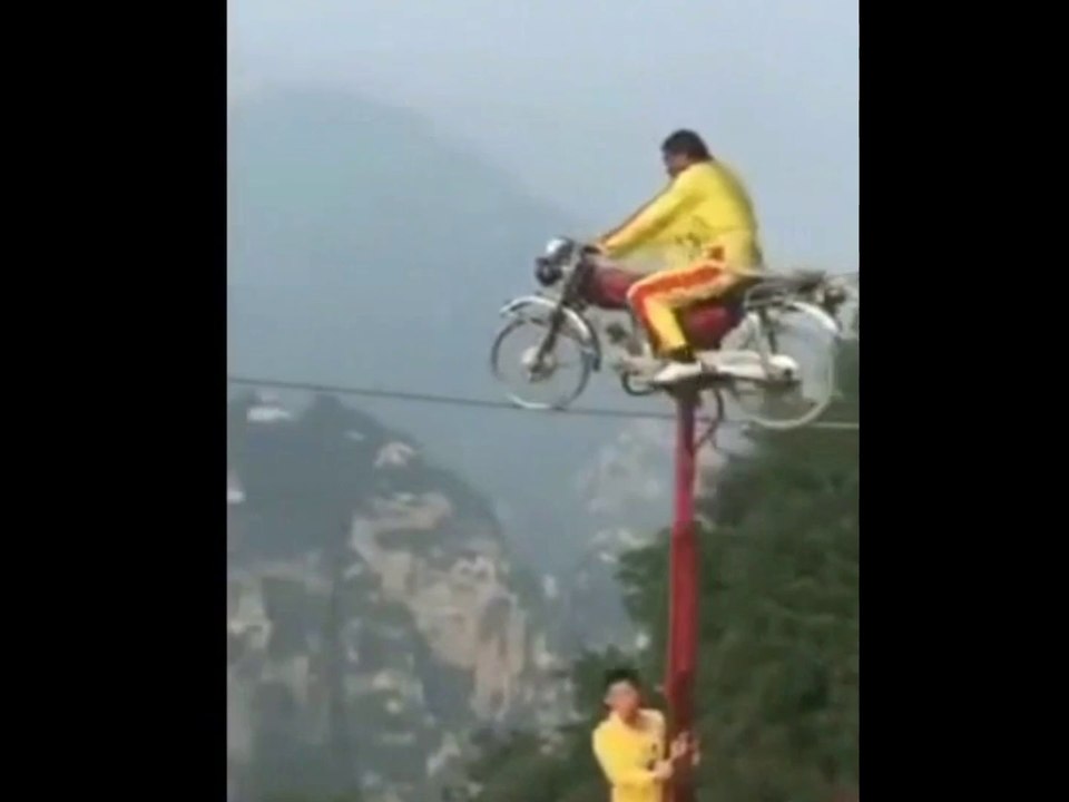 dangerous stunt by insane man what a great guy