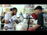 Keith Thurman blasting his explosive right hook on mitts ahead of his Thurman vs Garcia fight