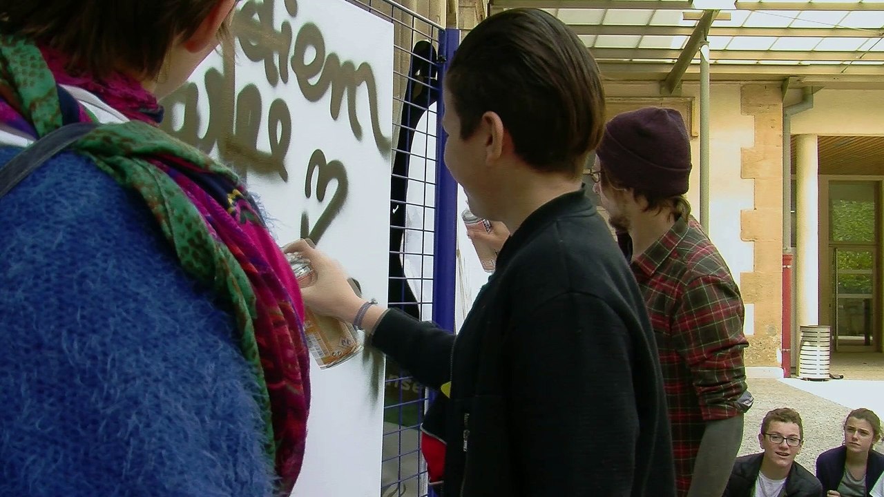 Le street-artiste Veks Van Hillik au collège Champollion à Grenoble