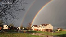 Stunning double rainbow spotted over Kentucky, USA