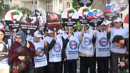 Memur-Sen, İran ve Rusya Elçiliği önünde İdlib katliamını kınadı