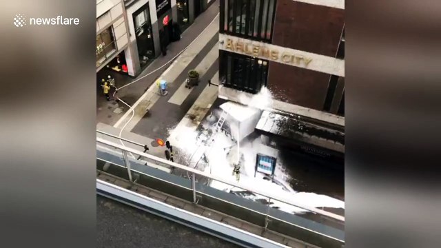 Footage appears to show lorry used in the suspected terror attack in Stockholm