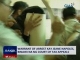 Saksi: Warrant of arrest kay Jeane Napoles, binawi na ng Court of Tax Appeals