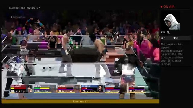 Seth Rollins Roman Reigns and Chris Jericho Vs AJ Styles John Cena and Dean Summerslam Full ma (119)