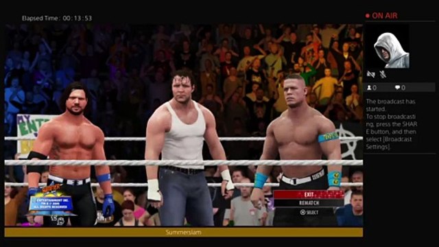 Seth Rollins Roman Reigns and Chris Jericho Vs AJ Styles John Cena and Dean Summerslam Full ma (121)