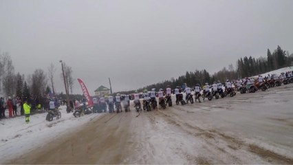 Extreme Ski Racing Behind Motorcycles