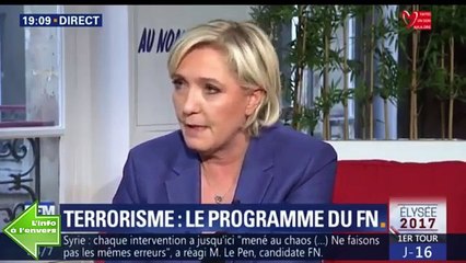 Marine LE PEN très offensive face à R.ELKRIEF (07-04) au QG du FN