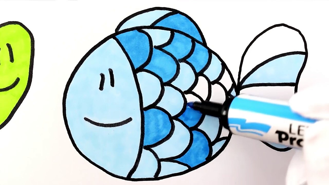 Drawing for Children Animals - How to Paint Turtle and Fish Colouring - Videos for Kids