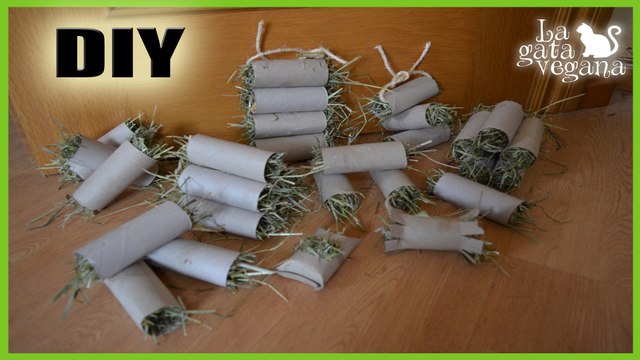 JUGUETES CASEROS PARA COBAYAS, CONEJOS Y CHINCHILLAS CON TUBOS DE CARTÓN Y HENO | HAZLO TÚ MISMO