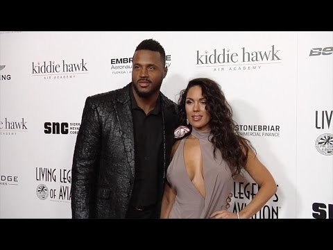 NFL Star James Anderson and Carissa Rosario 2017 Living Legends of Aviation Awards Red Carpet