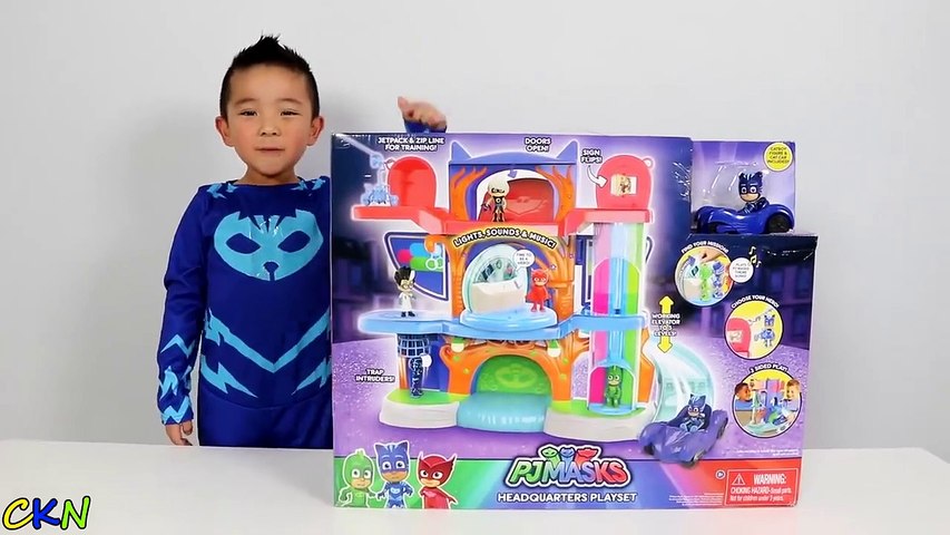 PJ Masks Headquarters Playset Toys Unboxing And Playing Withasd Catboy Gekko Owlette Ckn Toys-3Yye5c