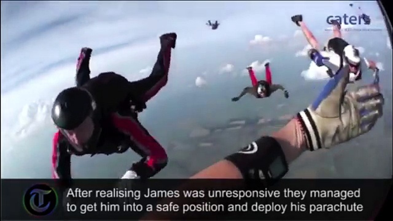 Paraquedista fica inconsciente durante salto mas instrutor salva-o no último momento MUITO INTENS