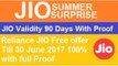 Jio Summer surprise offer का Recharge करने पर 28 Days Validity का SMS आया, 90 Days Free Proof
