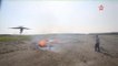 Eteindre un feu de camp avec un avion bombardier d'eau (Russie)