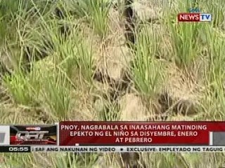 QRT: PNoy, nagbabala sa inaasahang matinding epekto ng el niño sa Disyembre, Enero at Pebrero